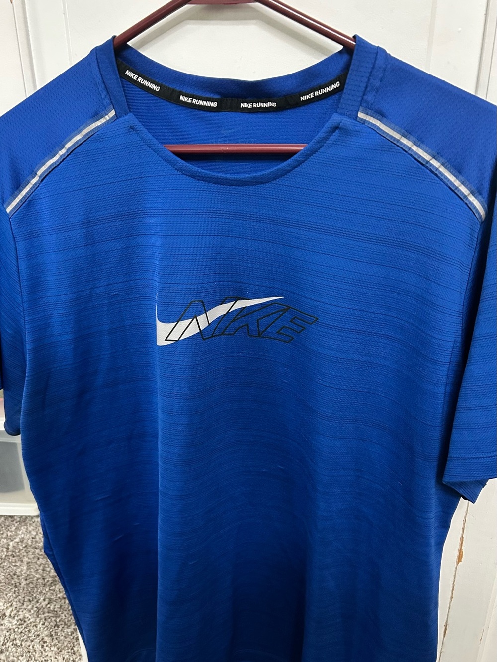 Nike Blue Short Sleeve Running Tee with Reflective Logo